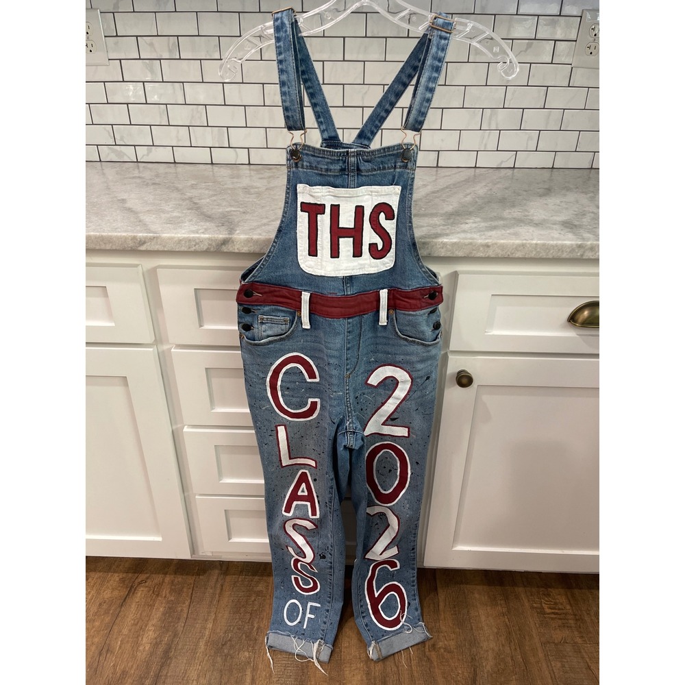 Senior Overalls Womens 25 Blue Class of 2026 THS Tigers Custom Denim
